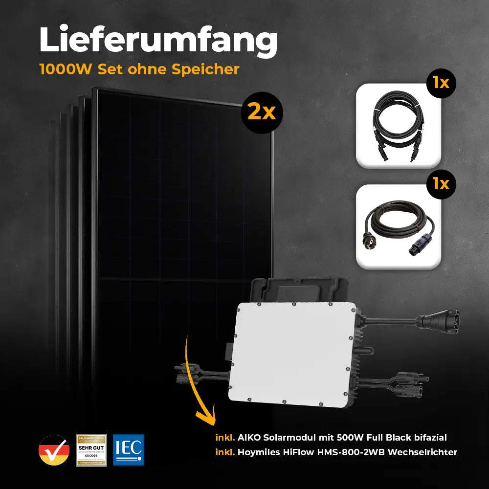 Balkonkraftwerk 1000W/800W - Set