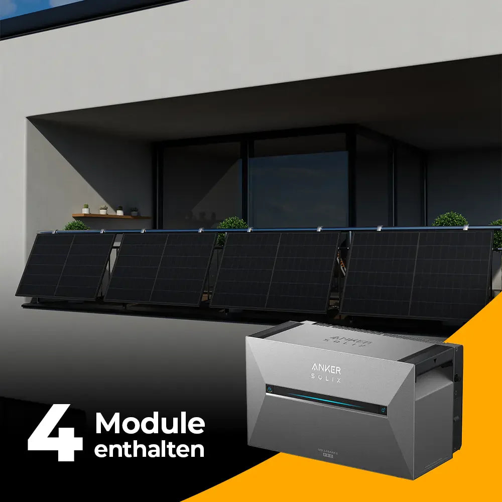 Balkonkraftwerk mit Anker SOLIX Solarbank 3 Pro 2000W Glas-Glas bifazial - Komplettset Gitterbalkon