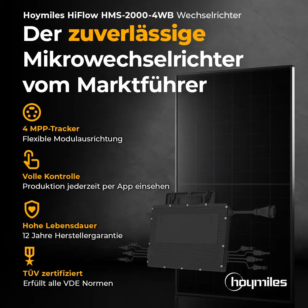 Balkonkraftwerk 2000 Watt – Komplettset Glas-Glas